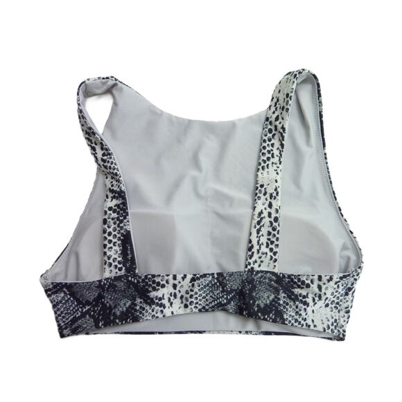 NWOT Aerie Swim Snake Animal Print High Neckline Bikini Top Separates S Black - Picture 3 of 5